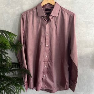 Mens RW&CO. Long Sleeve Button Down Fitted Dress Shirt. Size L